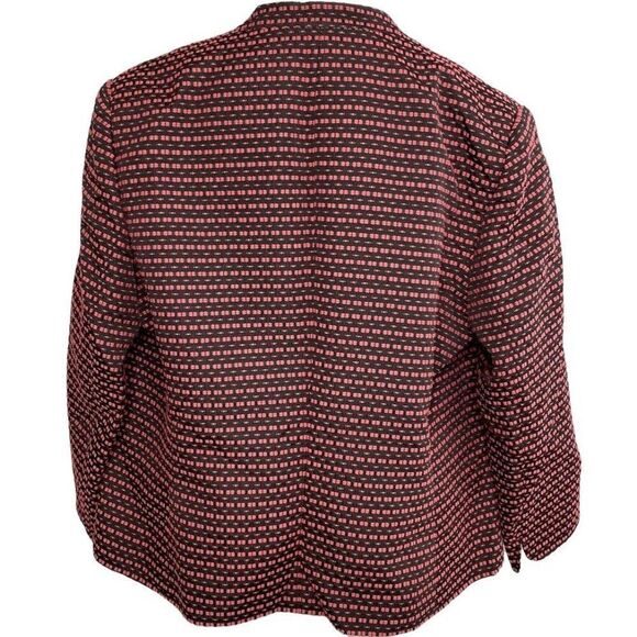 Anne Klein Menswear Blazer Women's 2 XS Black Red Open-Front Mandarin Collar NWT - Picture 2 of 16